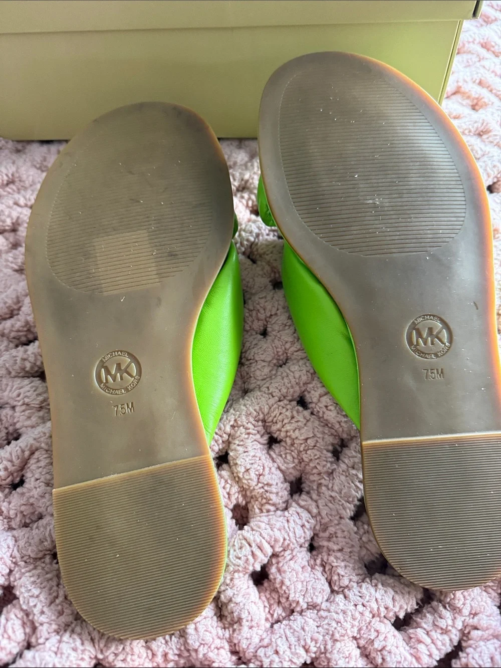 Michael Kors Neon Lime Knotted Slide Sandals